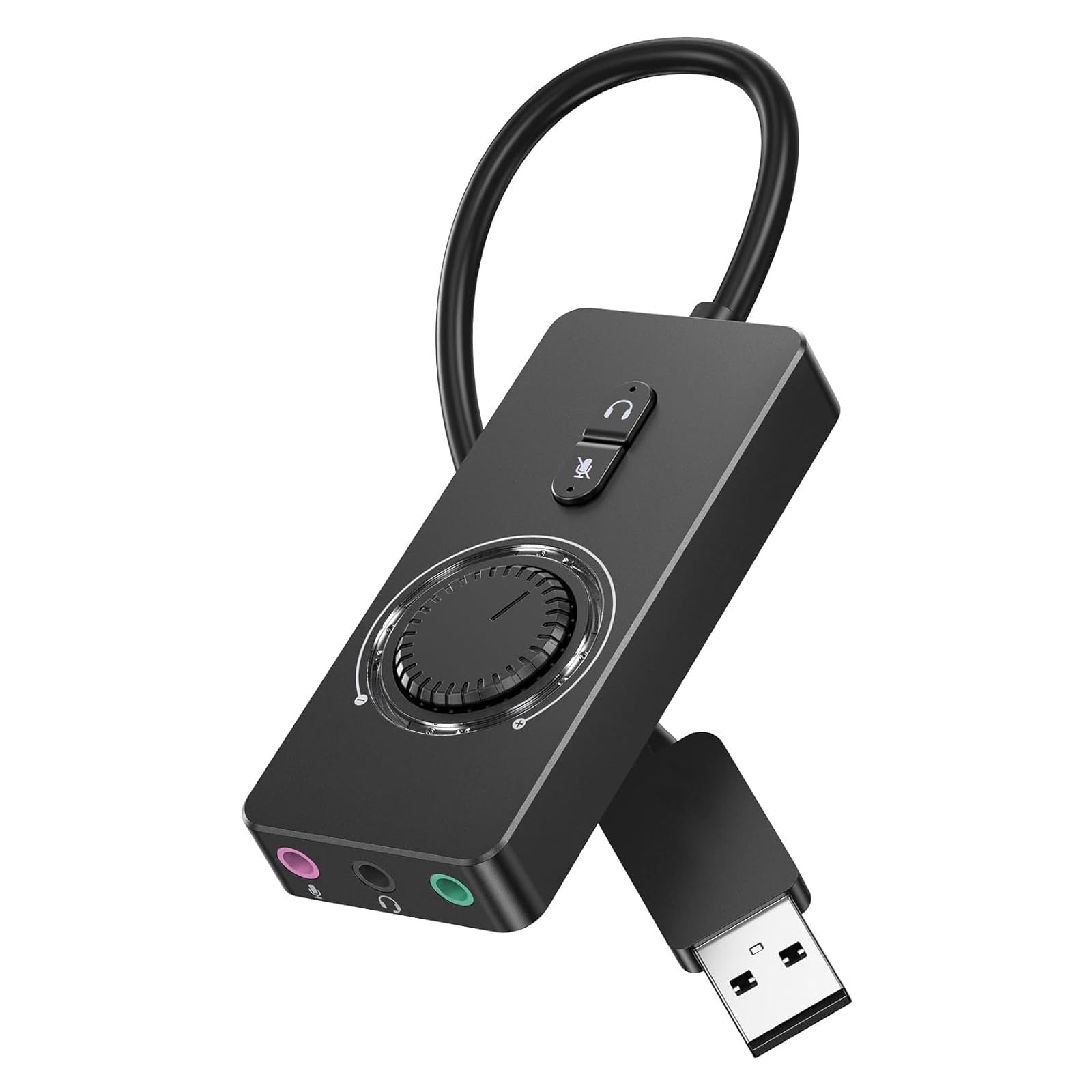 NALACAL USB Sound Card, Virtual 7.1 Channel USB Sound Card Adapter, External Stereo Sound Card with Volume Control, USB to 3.5mm Jack Audio Adapter for Windows, Mac, Laptop, Headset, Switch and More