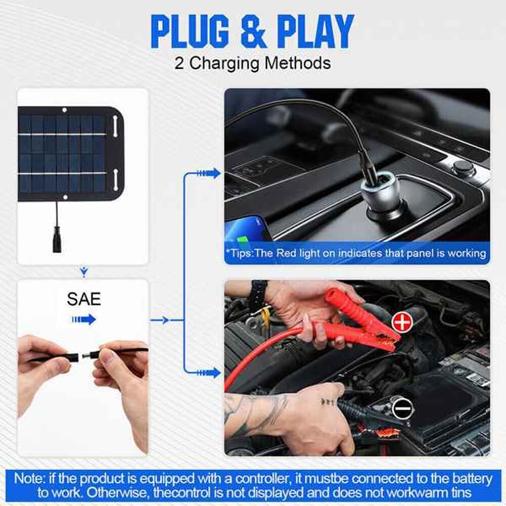 Joselin Kit de panel solar de 60 W 12 V impermeable para acampar al aire libre cargador de batería con cargador de coche USB para coche, autocaravana, caravana