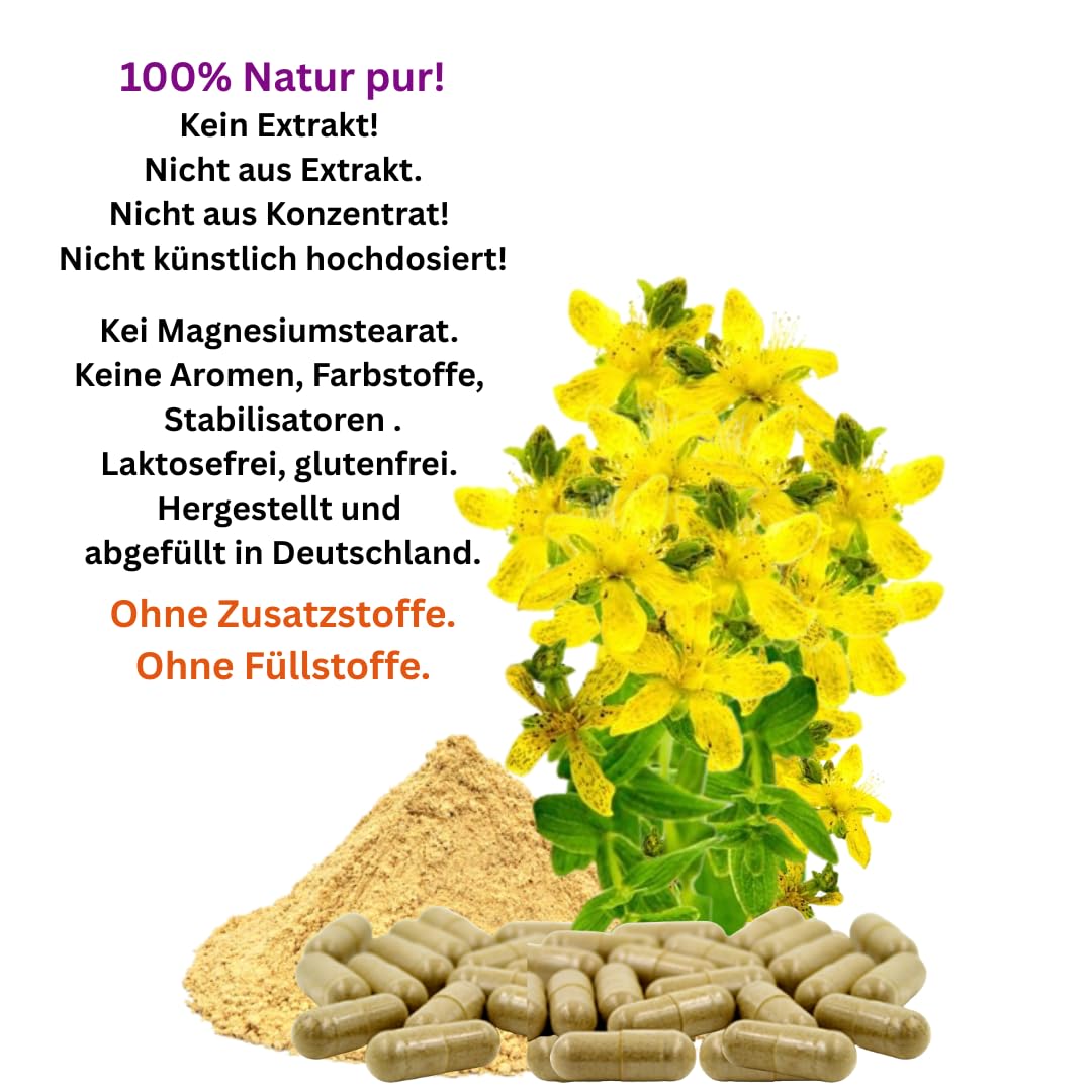 JOHANNISKRAUT 360 Kapseln Ruhe, Entspannung, inneres Gleichgewicht. Psychische Belastbarkeit bei Stimmungstief und innerer Unruhe stärken. 100% NATUR pur. OHNE ZUSATZSTOFFE 26835-360