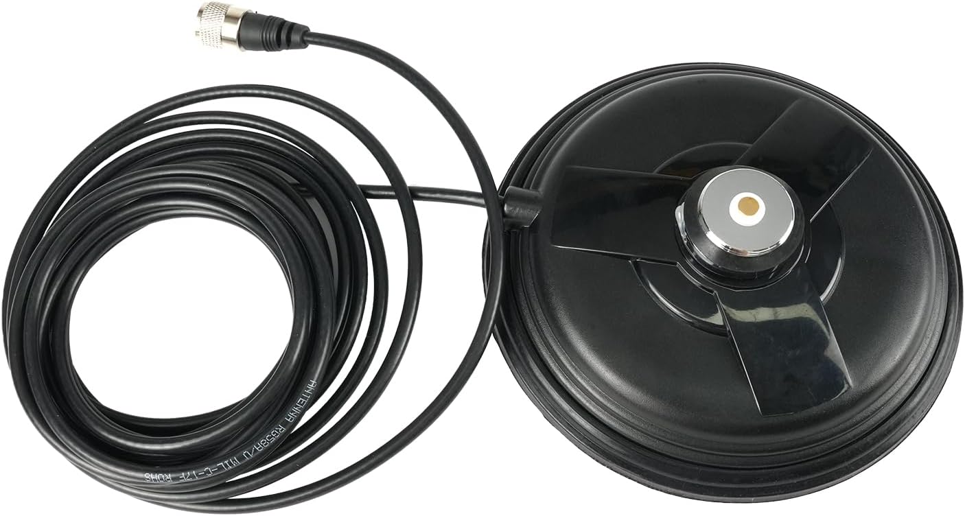 Retevis Mobile Antenna Magnetic Mount Base with NMO Connector,Mobile Radio Antenna Base with 16.4ft Coaxial Cable, SL16.J,150mm Diameter Magnetic Base, Compatible with Midland Cobra Radio(1 Pack)