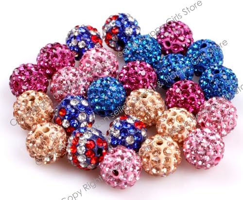 Pave Shine 10mm Beads Mixed Colors Easy Use for Jewelry Making Design DIY (10 Beads Per Lots)