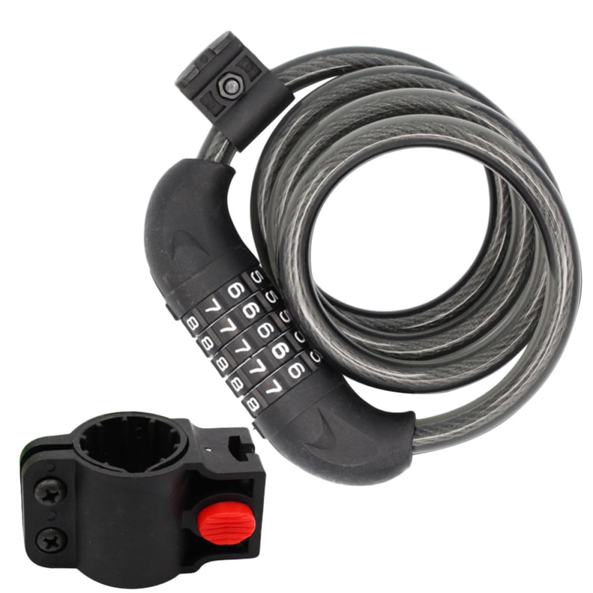 Sewroro Bike Code Lock 5 Digit Anti-Theft Steel Wire Cable Lock Black Abs Alloy Steel for Bicycles and Bikes, Easy Carry Simple Operation Random Color