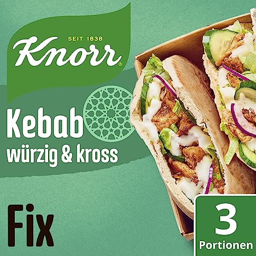 Knorr Fix Würzmischung Kebab für ein würzig und krosses Hähnchengericht ohne geschmacksverstärkende Zusatzstoffe 30 g 1 Stück