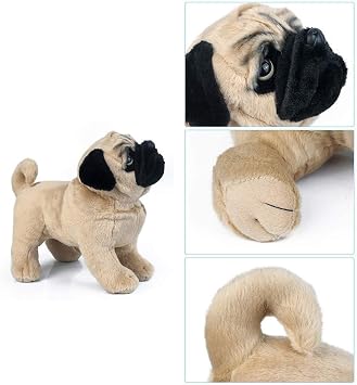 YaoSen Realistic Pug Plush Toy - 12 Inch Lifelike Stuffed Animal Dog, Soft & Cuddly Puppy Doll, Perfect Birthday for Kids & Dog Lovers
