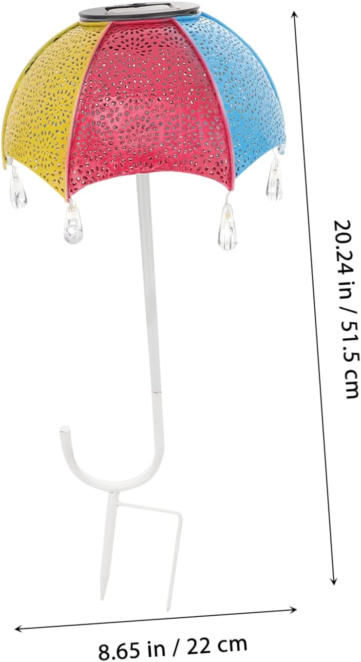 Solar Powered Iron Umbrella Floor Lamp Garden Stake Lights Outdoor Decor Patio Lighting
