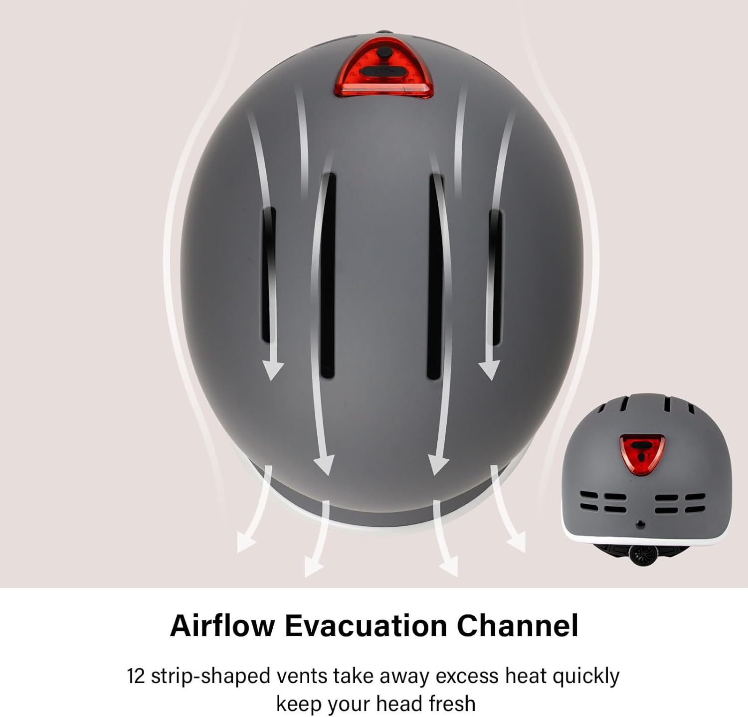 Exclusky Bike Helmet for Adults,Adjustable Cycling Helmet for Men & Women Safety Certified Bicycle Helmet for Commuting, Road Biking, Skating with USB Rechargeable Rear Light - Image 3