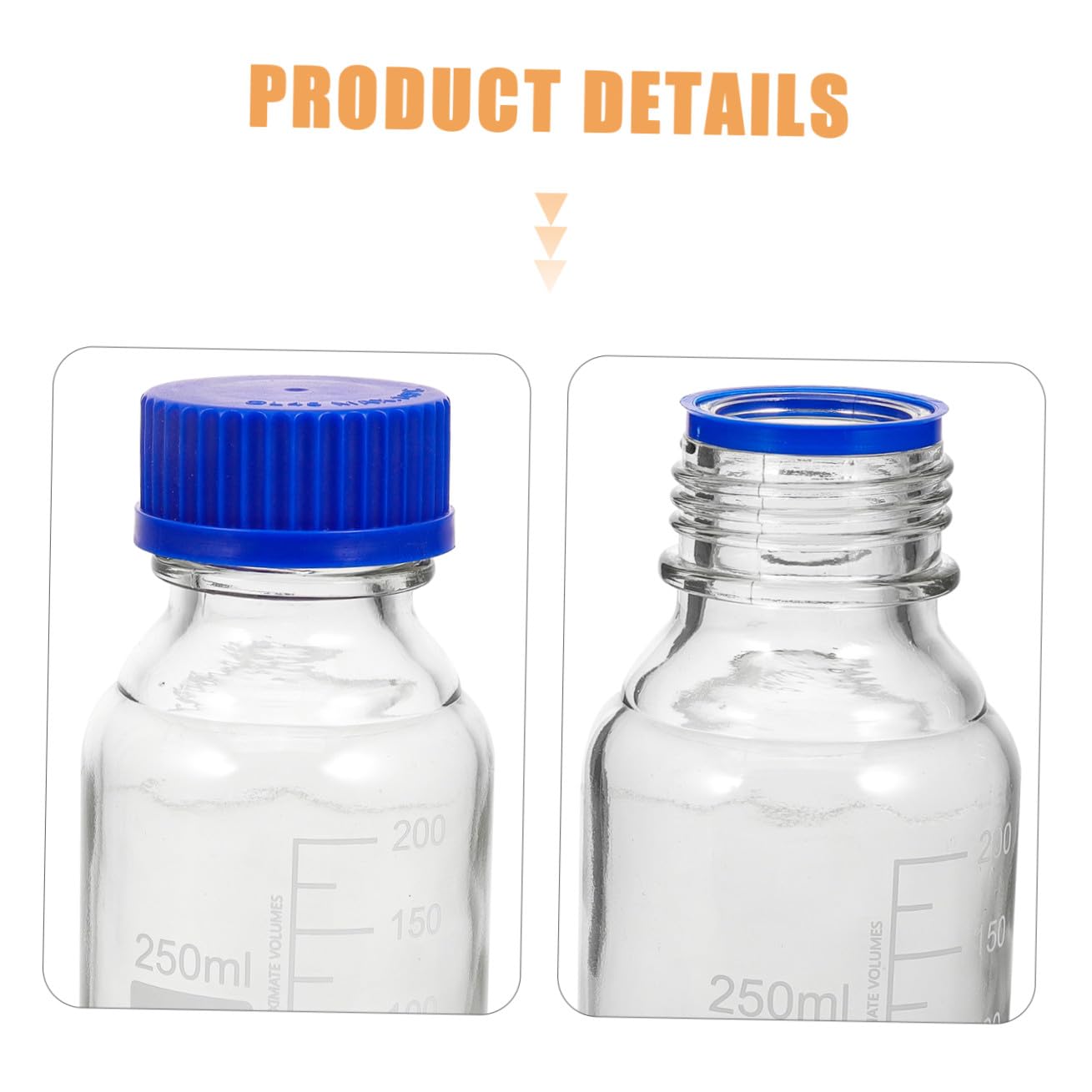 Alipis Bottiglie di Reagente Riutilizzabili e Lavabili in Vetro da 250ml con Tappo a Vite Blu Confezione da 4 Pezzi per Applicazioni di Laboratorio e Istituti Chimici