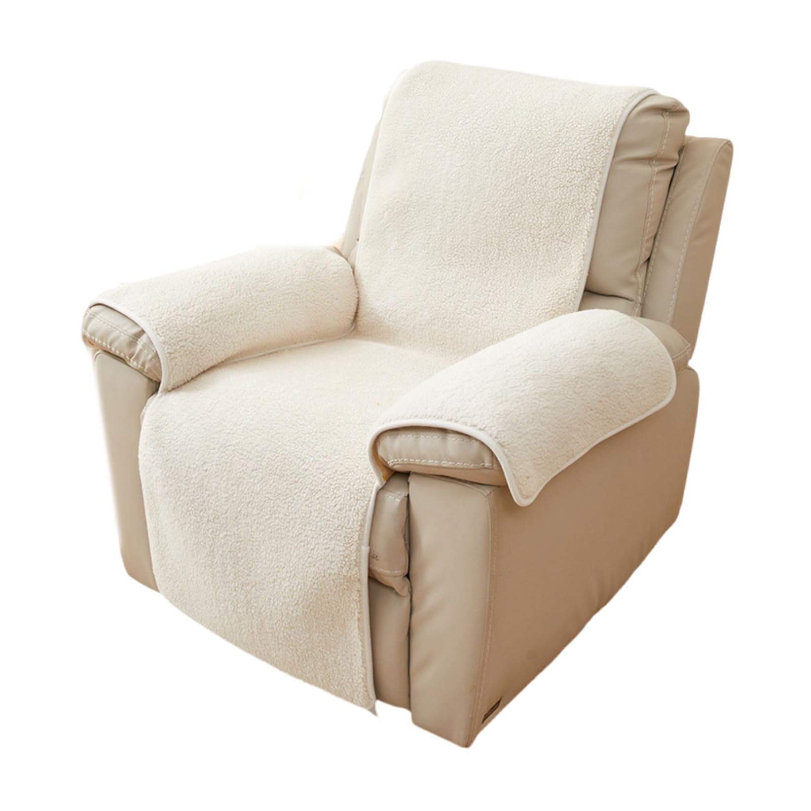 NEWFT Armrest Protector Plushie Lambswool Sofa Armrest Covering Recliner Protector for Home with Kids and Pet Slip Resistant Easy to Clean Couch Covering