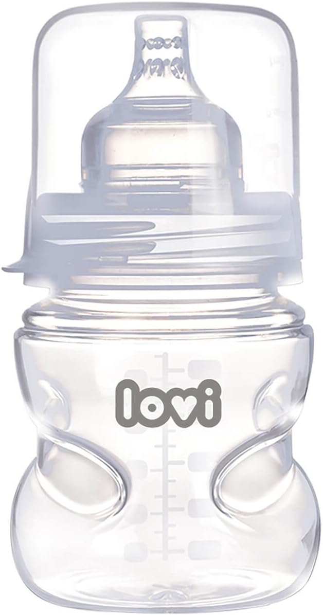 LOVISelf-Sterilizing Anti-Colic Feeding Bottle with Dynamic Teat | 0m+ | 150 ml | Microwave Friendly | SUPER Air Vent System | Protects The Sucking Reflex