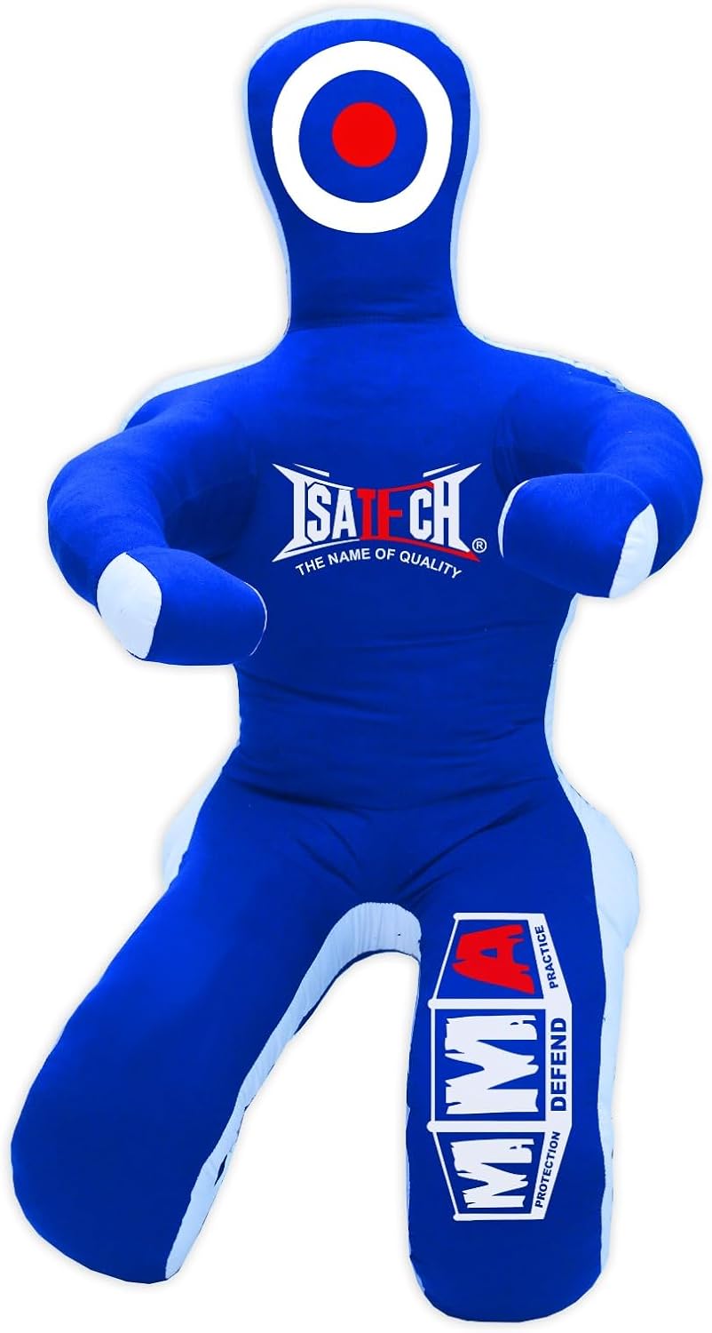 MMA Grappling Dummy, Training Punching Bag, Black and Red, Canvas Material, Sitting Position with Target