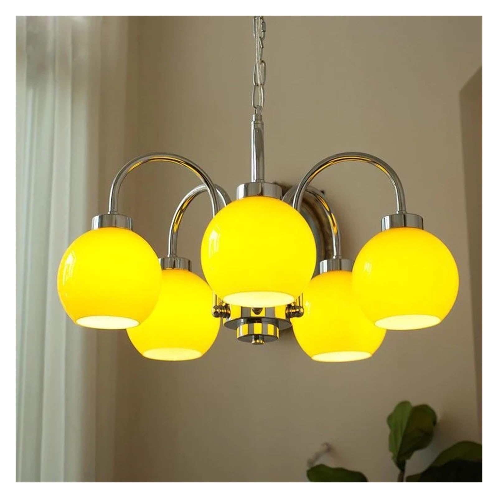 RRJJ Modern Classic Mid Century LED Chandelier Contemporary Ceiling Light Fixtures with Chrome Finish and Opal Glass Shade Compatible with Bath,Led Chandeliers