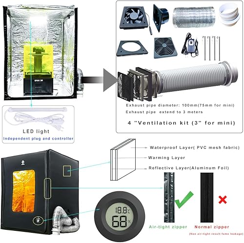 Miniatura 4 de Kit de ventilación para impresora 3D, extractor de humos, absorbente de humos, kit de ventilación que elimina la impresión 3D, olor de resina y olor