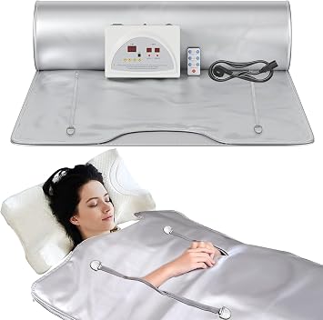 Sunowl Infrared Sauna, Far Infrared Sauna Blanket 2 Zones Infrared Sauna Blanket with Zipper 220V, Portable Home Sauna for Detoxification and Physiotherapy