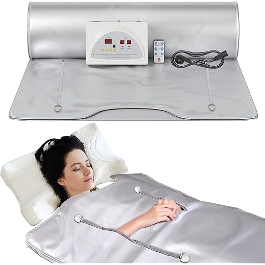 Sunowl Far Infrarood Sauna Deken met 2 zones, infrarood sauna met ritssluiting, 220 V, draagbare sauna voor thuis voor ontgifting en fysiotherapie