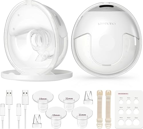 Extractor de leche manos libres, bomba de lactancia portátil con succión fuerte de 320 mmHg, 19 niveles ajustables y 4 modos, ultra silencioso,