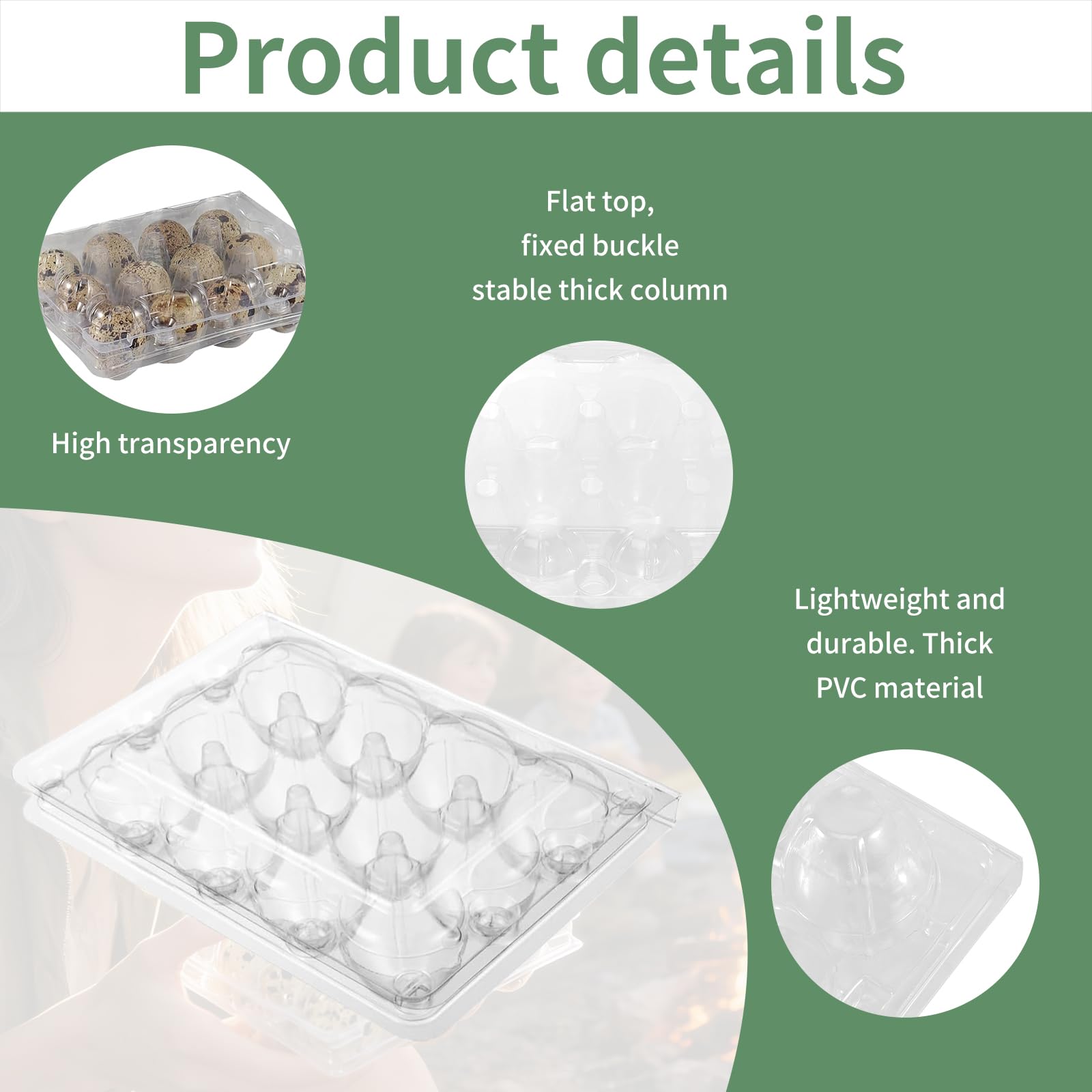 Caja Plástica para Huevos de Codorniz Reutilizable | Cajas de Almacenamiento Transparente para 12 Huevos | Ideal para Camping, Frigoríficos y Transporte | Set de 30 Unidades