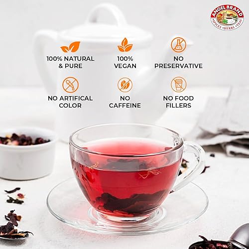Miniatura 3 de Angel Brand Bolsas de té de acedera 25 - Té de flores de hibisco para un sabor refrescante y