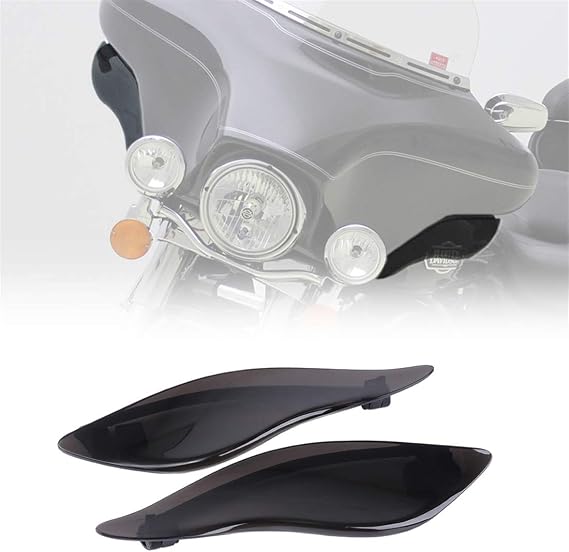 KIWI MASTER Adjustable Air Deflectors for 2014-2024 Harley Touring Electra/Street/Tri Glide Accessories Side Wings Windshield Fairing Side Cover Shield, Dark Smoke, Pair