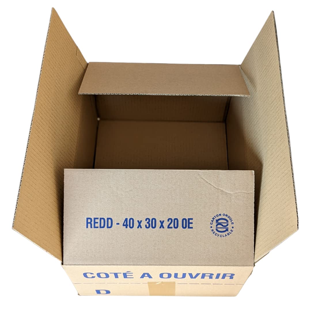 Lote de cajas de cartón para envíos o mudanzas, 40 x 30 x 20 cm, fabricado en Francia, color marrón