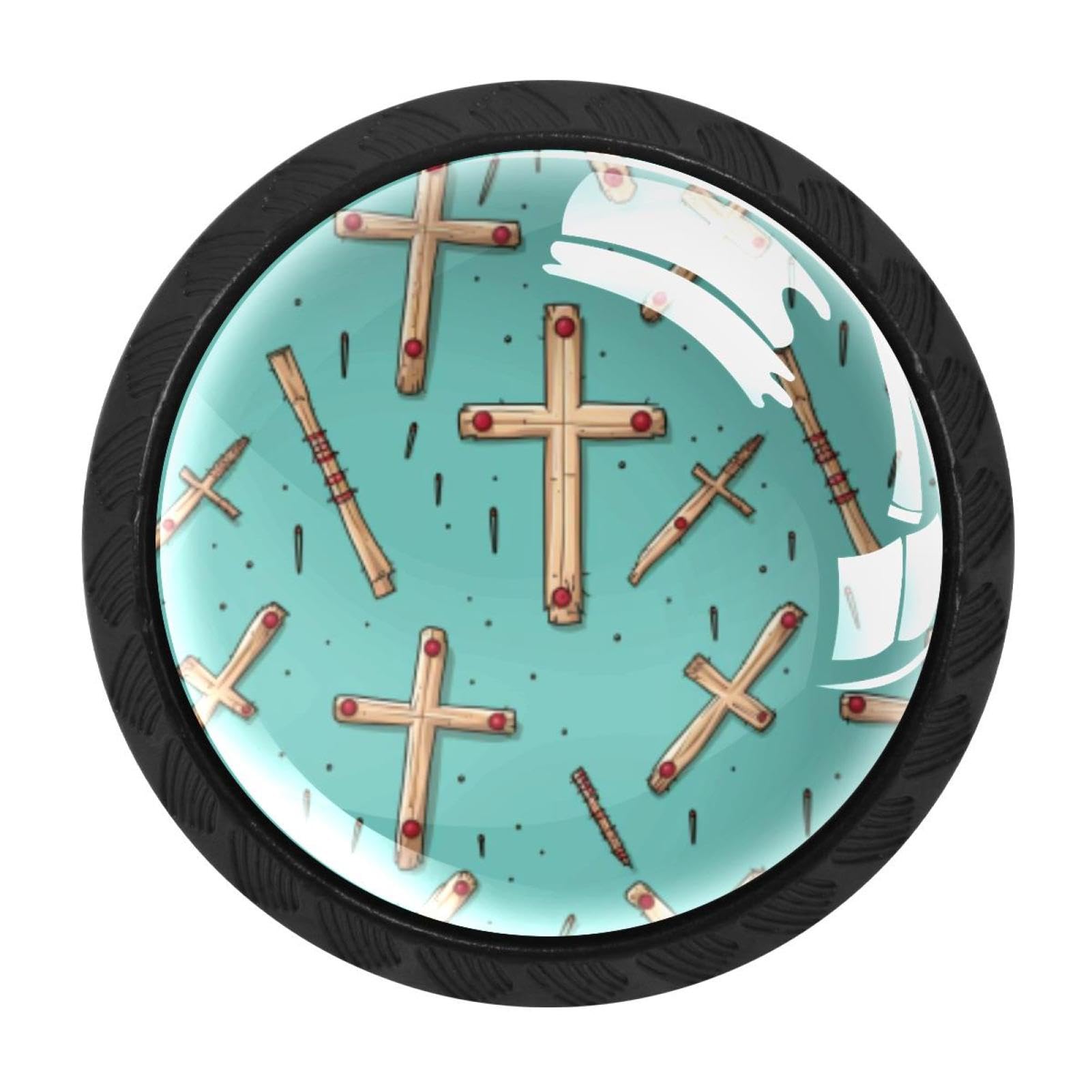 Chenzzzz Multicolored 05 4 Pieces Easter Cross Kitchen Cabinet Knobs Drawer Knobs Dresser Knobs Black Knobs Drawer Pulls Dresser Drawer Handles Knobs For Dresser Drawers