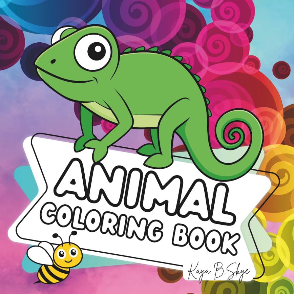 Animal Coloring Book: 50 Creative and Relaxing Pages for Kids and Adults with Animals Butterflies Bugs and more