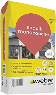 Enduit monocouche de fa&ccedil;ade ext&eacute;rieur blanc cass&eacute; 25 kg - d&rsquo;imperm&eacute;abilisation et d&eacute;coration fa&ccedil;ades - Weber