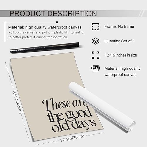 Miniatura 2 de Póster con frases inspiradoras en blanco y negro con texto en inglés "These Are the Good Old Days" (Estos son los buenos viejos días) para