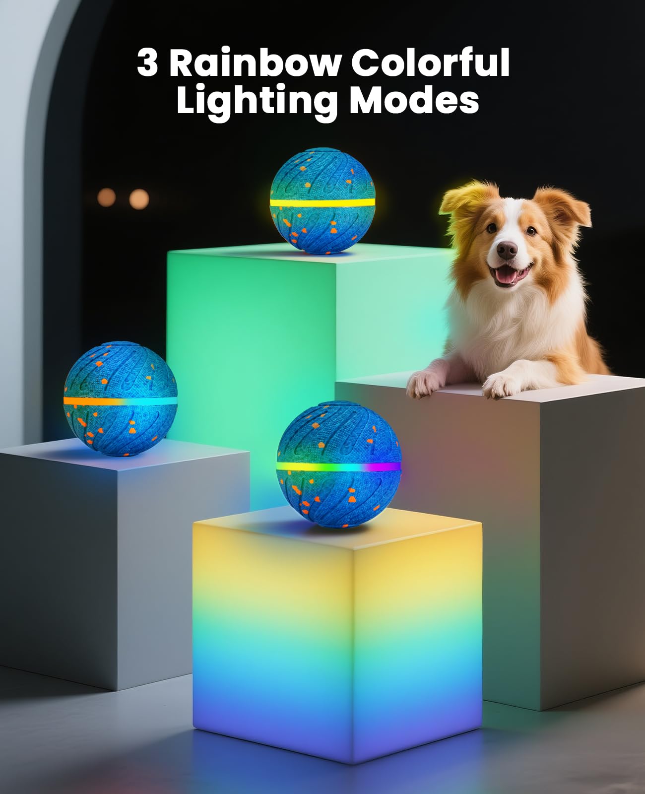 Xeuch Balles interactives intelligentes pour chien, balle rebondissante à mouvement automatique, matériau E-TPU, jouet rotatif activé par le mouvement pour chiens, chiots, jouets d'enrichissement et