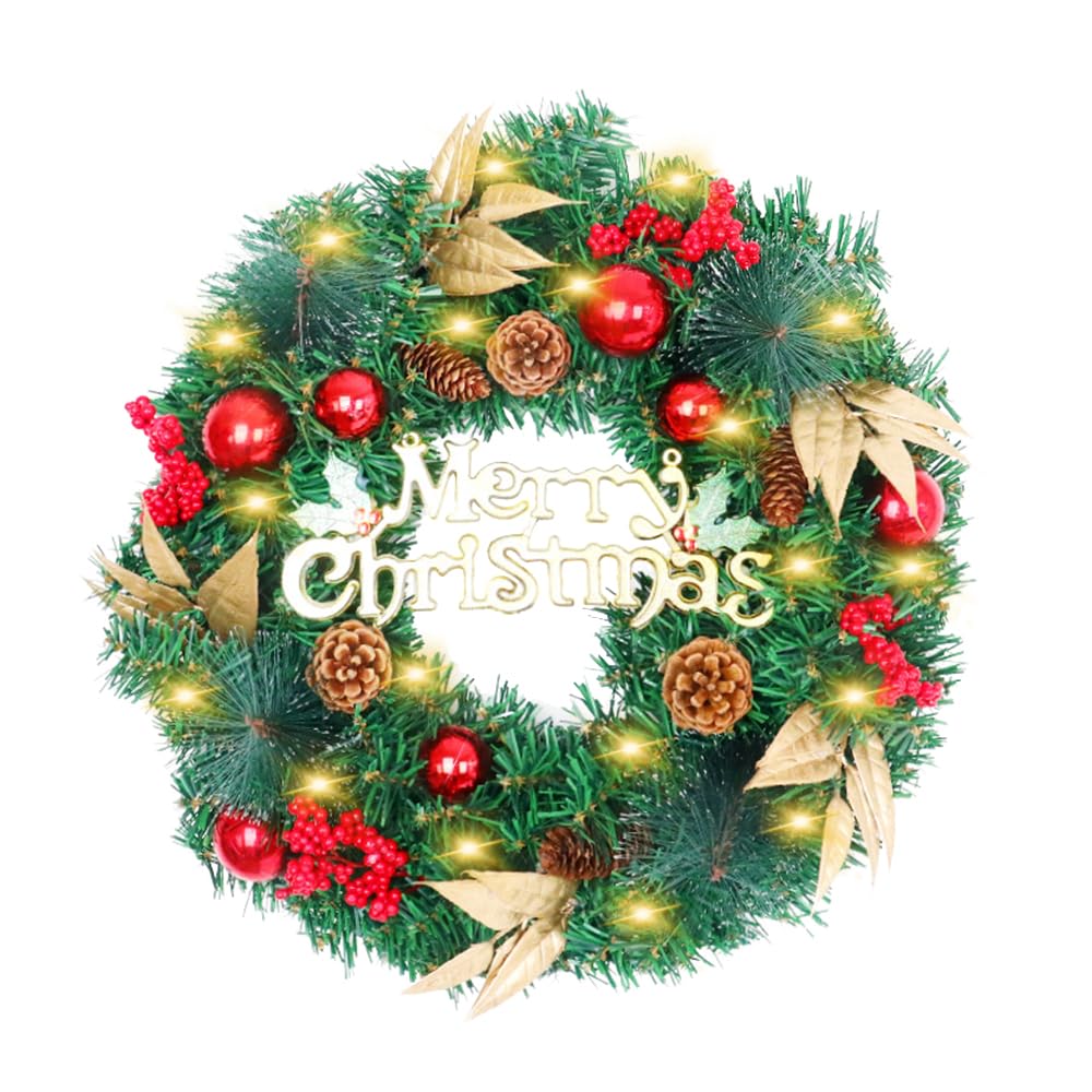 Amazon.co.jp: QOYUE 玄関ドア用クリスマスリース 15.8インチ