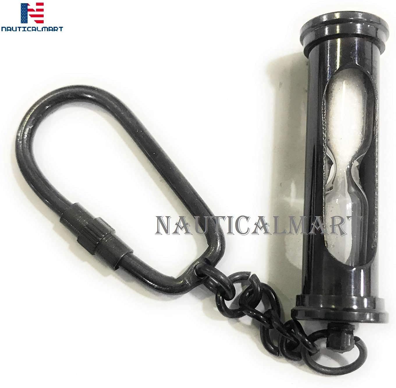 NauticalMart Sand Timer Clock key ring hour glass Nautical Maritime Pendant Key chain