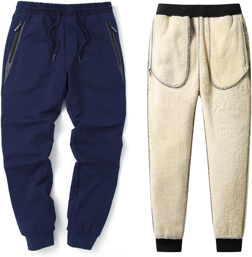 STICKON Mens Winter Fleece Pants Warm Sherpa Lined Sweatpants with Pockets - Image 3