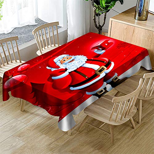Morbuy-shop Nappe Noël Rectangulaire, Fête Style 3D Imprimé Nappes Imperméable Anti Taches Étanche à l'huile Lavable pour Fête Decoration Ménage Jardin Picnic (père Noël,140x140cm)