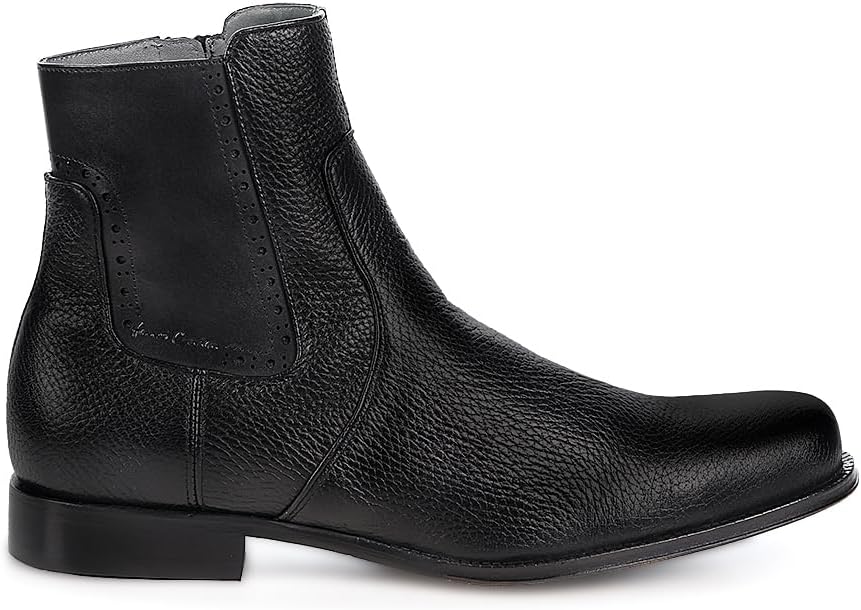 Franco Cuadra Botines en Piel de Venado Negro para Hombres, Estilo ...