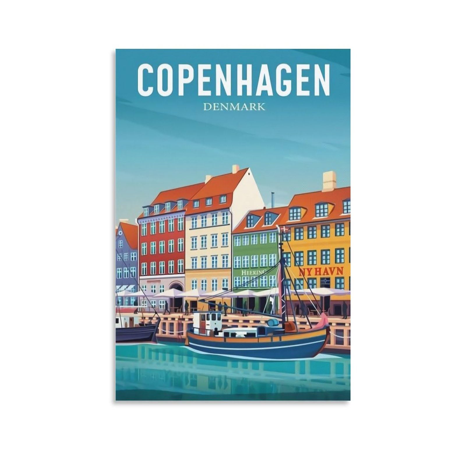 Copenhagen Denmark Vintage Travel Posters 12x18inch(30x45cm) Canvas Print for Living Room, Bedroom, Dorm, Home, Office Wall Decoration
