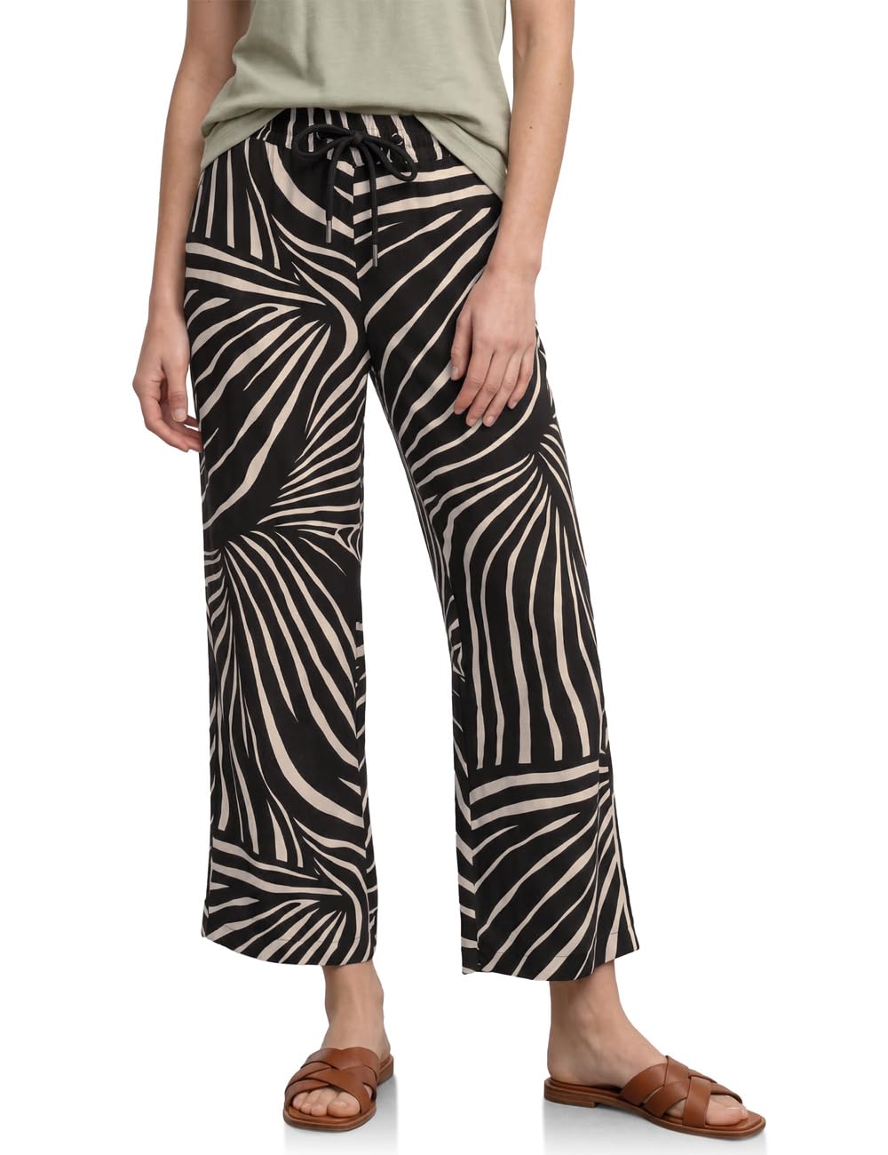 Street One Women's 7/8 Wide Leg Trousers in Loose Fit 3818730, Black, 40W x 26L
