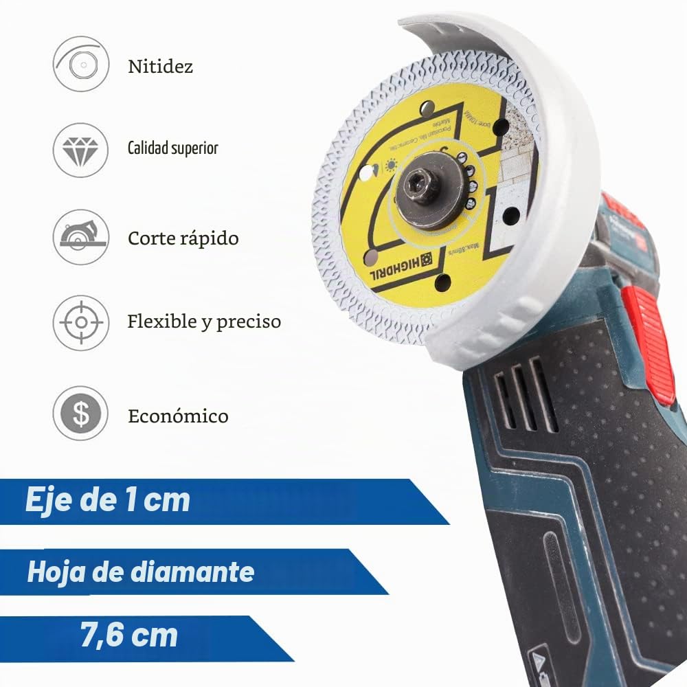 HIGHDRIL Disco Diamante para Porcelánico 75mm - 3piezas Discos Corte para Cerámica Porcelánico Mármol Granito Piedra Artificial