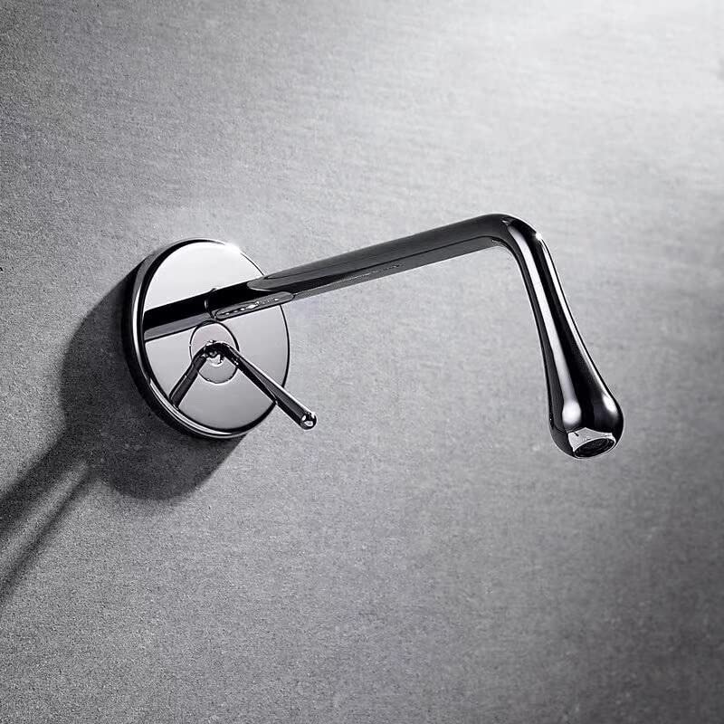 Grifos de lavabo de baño negros de pared para renovar el aseo con doble salida de agua