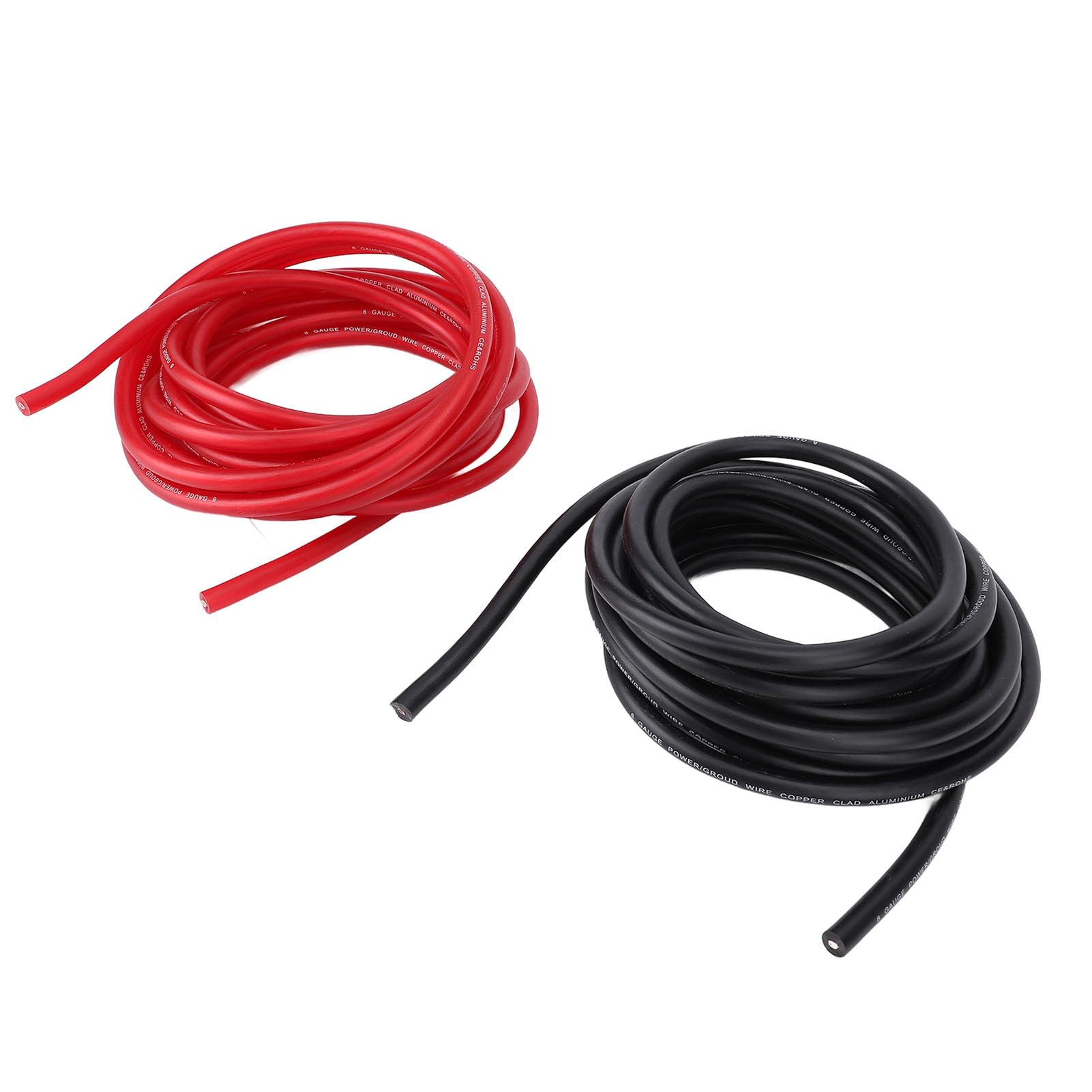 8-Gauge-Kabelsatz aus Flexiblem Kupfer und Aluminium mit Kabelenden und Schrumpfschlauch, 20 Fuß, 8 AWG, Kfz-Strom-Erdungskabel, Batteriekabel für Autos, Wohnmobile, Anhänger