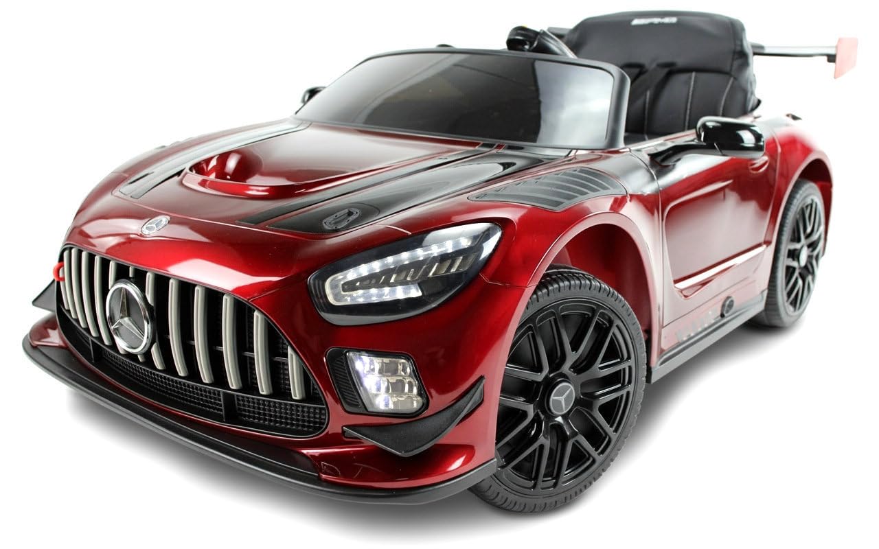 Playhouse Mercedes GT3 4x4-4 Motoren, Bluetooth, Lizenz, Ledersitz, Lackiert, 2 Stoßdämpfer, Eva Räder, 12V 9ah, Fernbedienung,Kinder Elektroauto, Kinderauto Kinderfahrzeug (Rot)