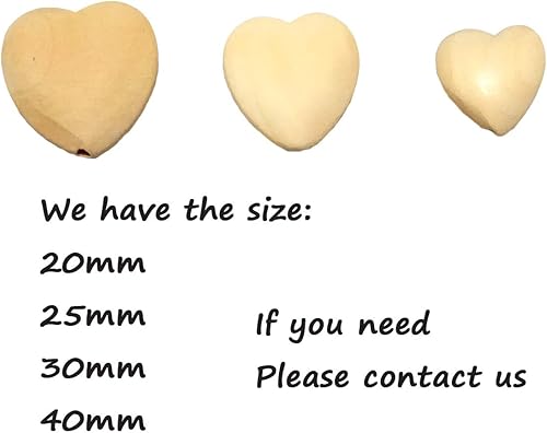 Miniatura 7 de Arakierst - 100 cuentas de corazones de madera natural de 0.787 in sin terminar con agujeros, materiales de madera ecológicos, accesorios de