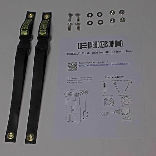 Miniatura 8 de Trash Lock - Cerradura de tapa original de dos correas, muy seguro, mantiene a osos negros, mapaches y ardillas fuera de tu basura (negro, dos