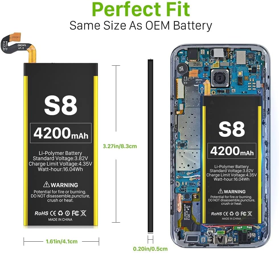 Galaxy S8 Battery, [Upgraded] 4200mAh EB-BG950ABE Li-Polymer Replacement Battery for Samsung Galaxy S8 G950 G950F G950U G950F with Full Replacement Kits