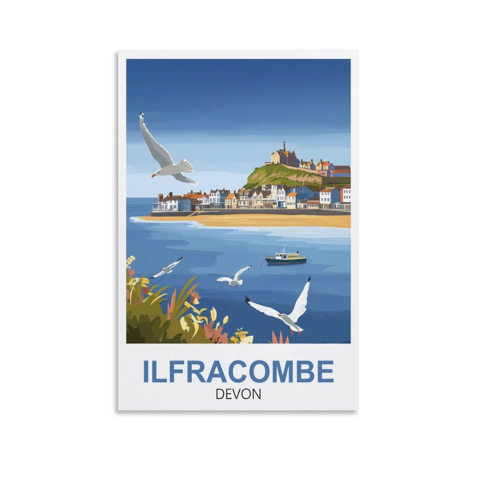 Xllyxygjq Unframe-Style Ilfracombe Devon Vintage Travel Posters 12X18inch(30X45cm) Canvas Wall Art Poster Print Artwork Painting Picture For Home Decoration Living Room Office Bedroom