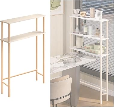 Kitchen Storage Rack, Solid Wood Freestanding Shelves, Narrow Open Sideboard, Snack Organizer Racks For Dining Room Living Room79x25x113cm