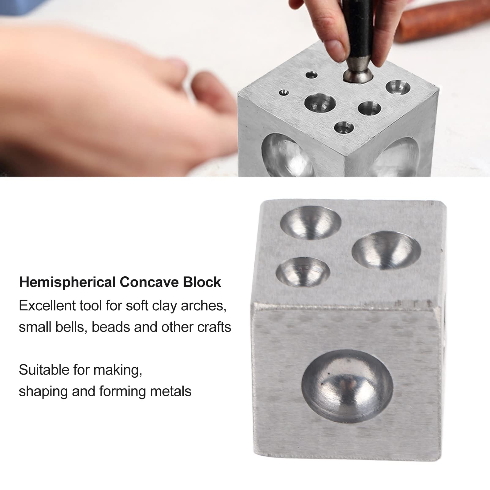 Voluxe Dapping Block, Doming Block Lavorazione di Gioielli per la Produzione di Metalli per gioiellieri per la casa per gioielleria(Incudine a Nido Quadrata da 25 * 25 mm)