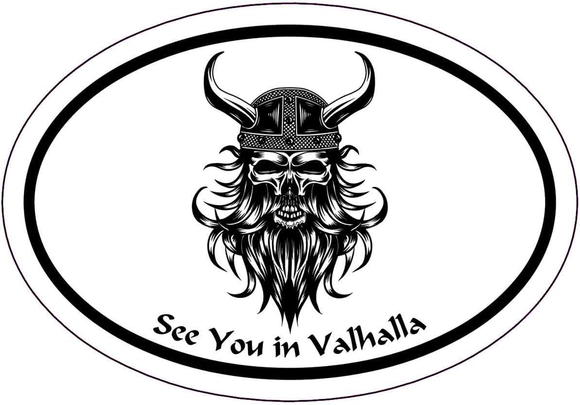 Oval See You in Valhalla Bearded Viking Decal Norse