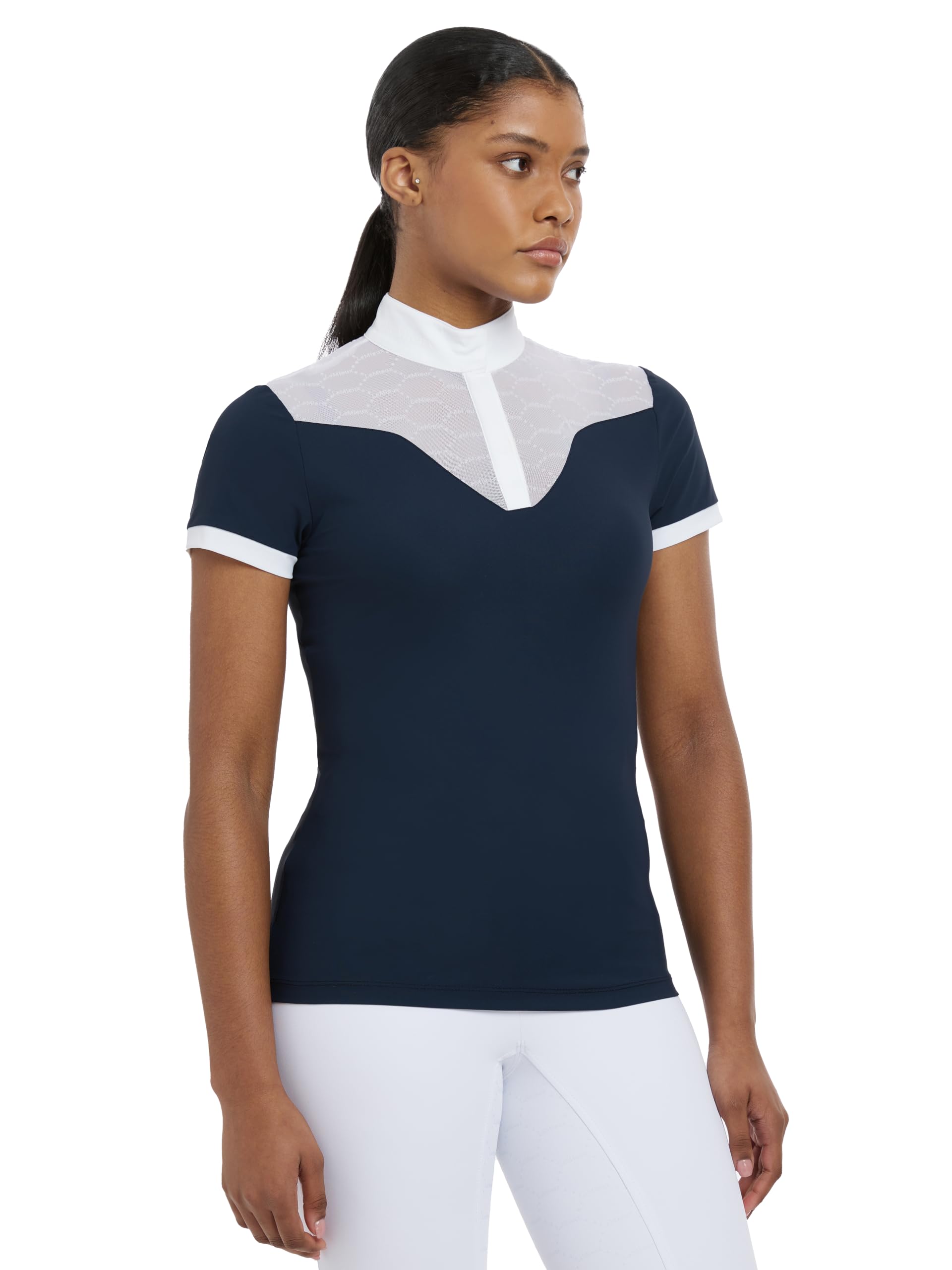 Lemieux Women's Navy Emily Short Sleeve Show Shirt - Equestrian Horse Riding Competition Shirt - Uk8