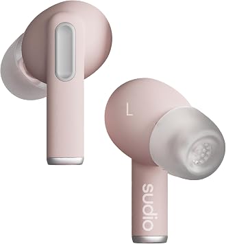 Sudio A1 Pro Wireless Earbuds, Bluetooth 5.3, Noise Cancelling, Waterproof, Touch Control, Wireless Earphones with Charging Case, Perfect for Premium Sound Quality (Pink)