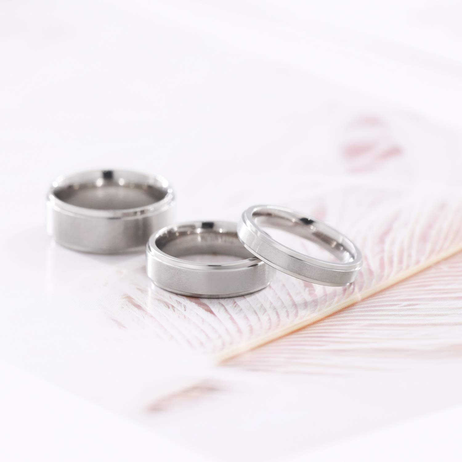 Zakk Anillo para hombre y mujer, titanio, anillos de compromiso, alianzas de boda, alianzas de boda, plata cepillada, 4 mm, 6 mm, 8 mm