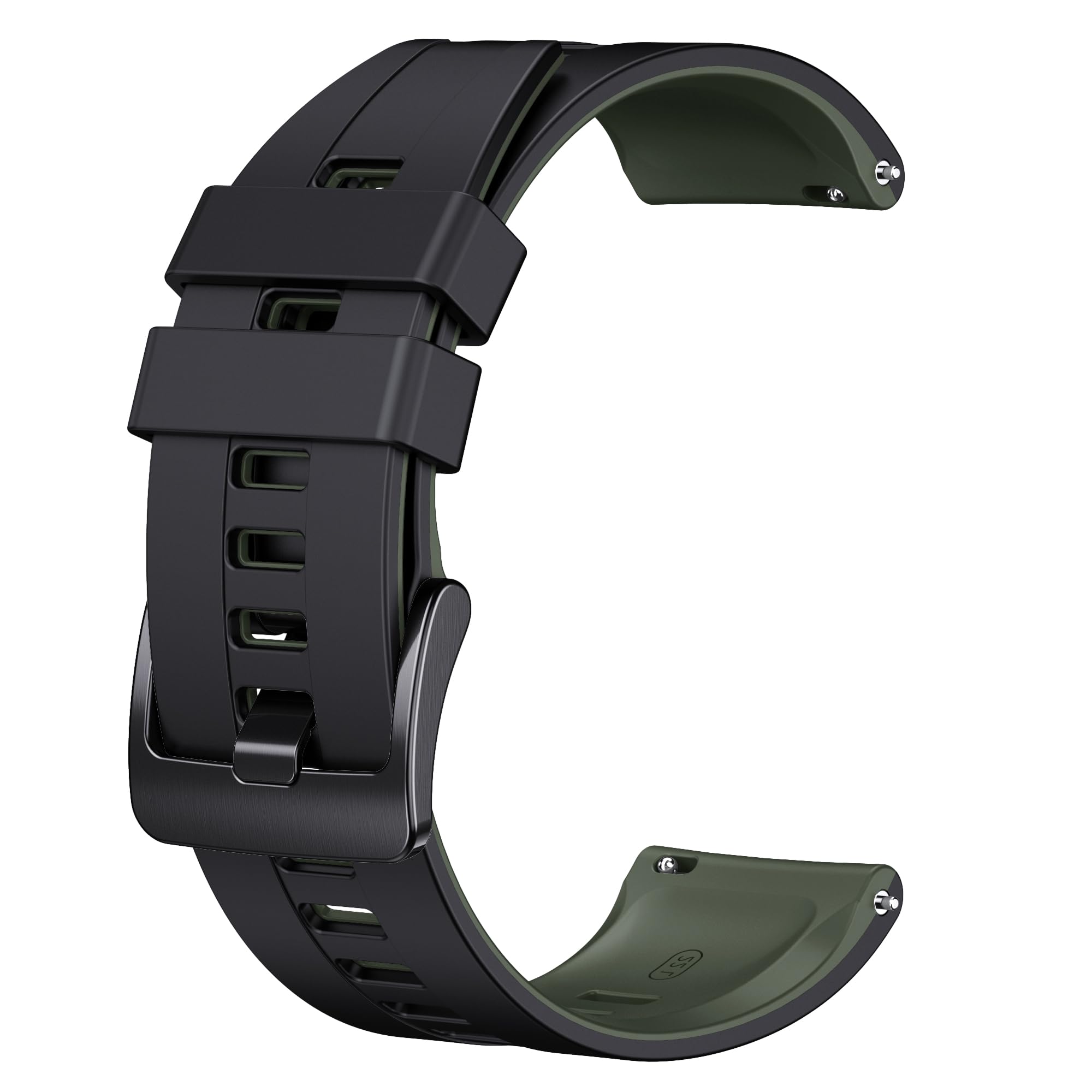 ANCOOLfor Garmin Venu 3 watch band/Venu 2 watch band/Forerunner 265 Band/Vivoactive 4 Band 22mm Silicone Watch Band for Forerunner 255 (Black-Olive Green)
